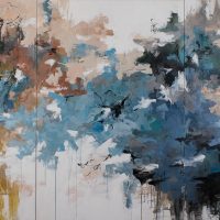 <h2>Autumn By The Pool – Triptych</h2> ink and acrylic on canvas