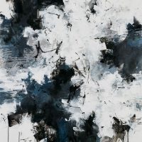 <h2>The Garden Path in the Moonlight</h2> ink and acrylic on canvas