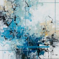 <h2>Driving into Portofino</h2> ink and acrylic on canvas