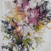 <h2>Chasing Fireflies</h2> ink and acrylic on canvas