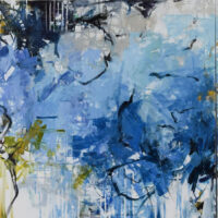 <h2>The Stream – Triptych</h2> ink and acrylic on canvas